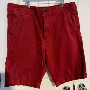 American Eagle Outfitters Men's Red Flat Front Shorts. Size 38. Longer length.